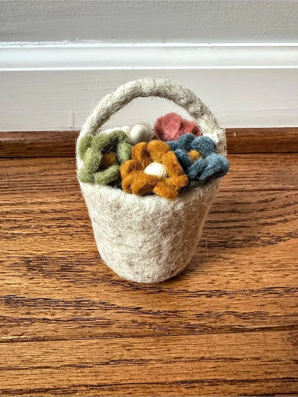 Miniature Flowers in Basket Felt Decor from Ireland